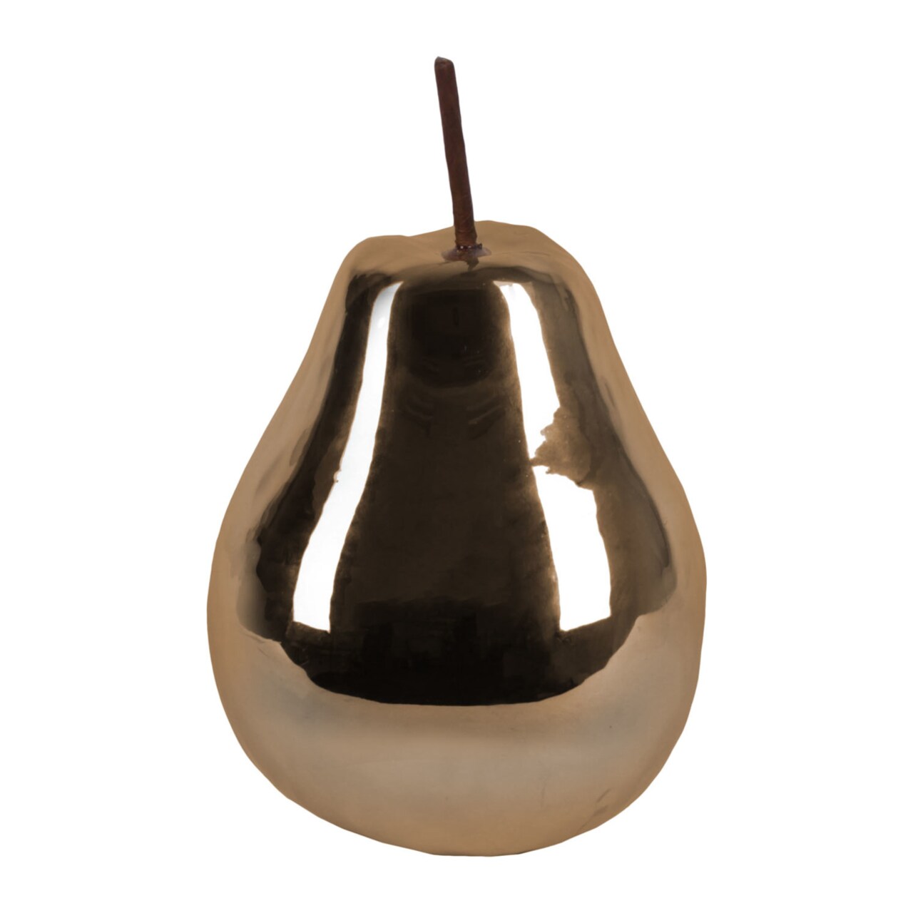 Urban Trends Collection Ceramic Pear Figurine with Stem Large Polished Chrome Finish Bronze